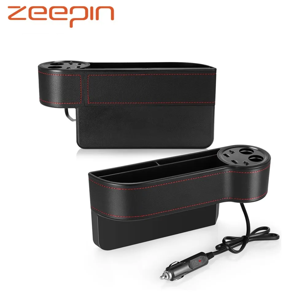 

ZEEPIN Multifunctional Car Seat Organizer Dual USB Charge Trunk Organizer Auto Accessories With 2 Car Cigar Lighters