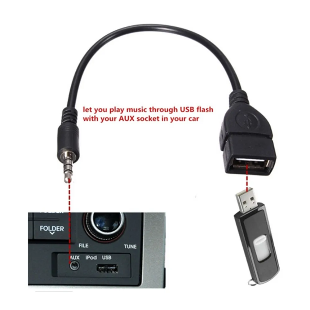 

3.5mm Male to USB female Cable AUX Audio Plug JacK USB 2.0 Female Converter Cable Adapte