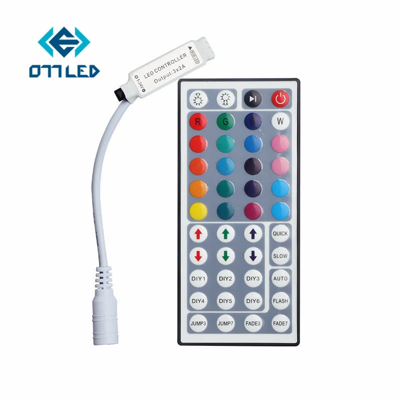 #Best DC12V Connectors Output DC5V 12V 44 Keys IR Remote Controller RGB RGBW Switch Dimmer For Control 3528 2835 5050 LED Strip light