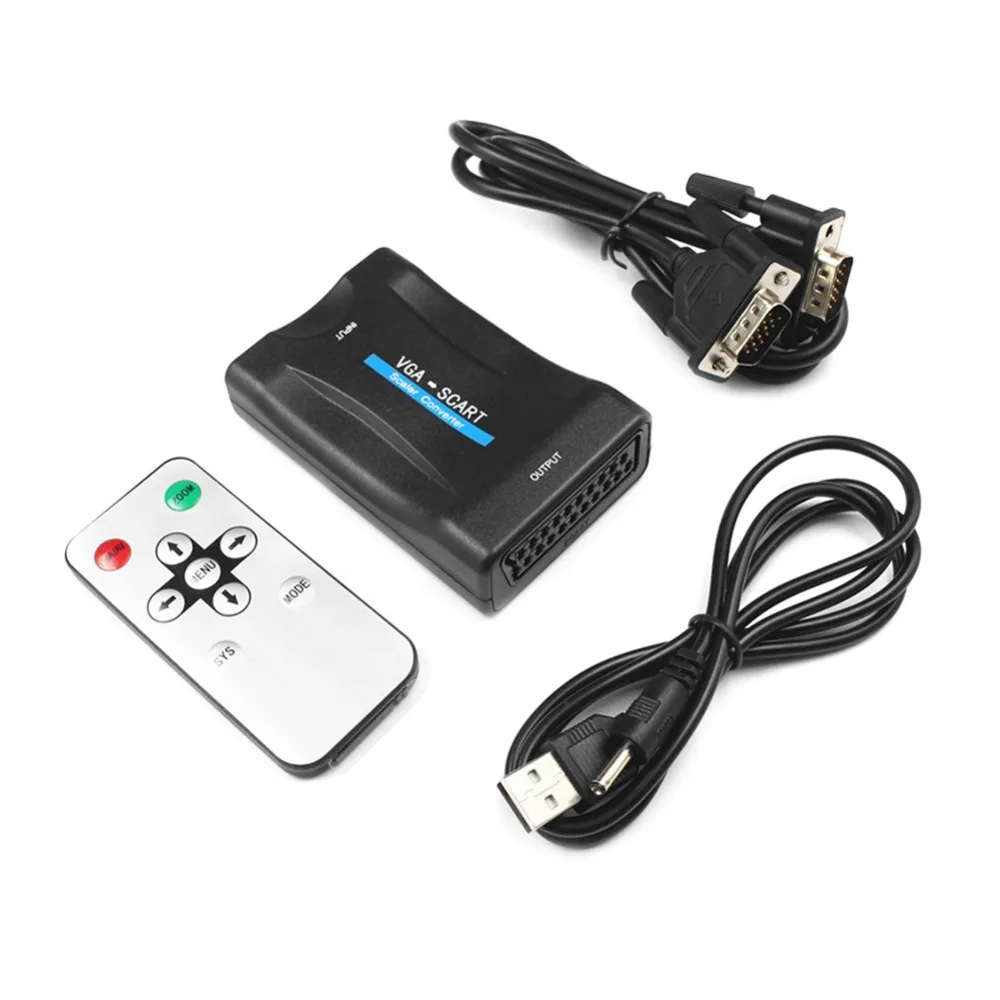 online VGA para Conversor De Vídeo Scart Scaler Switcher Underscan Overscan para PC Computador Projetor para PAL NTSC SECAM TV