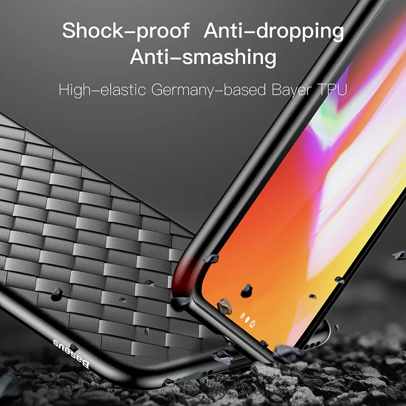 Baseus الهاتف حقيبة لهاتف أي فون 8 7 6 s 6 s زائد 8 زائد 7 زائد الفاخرة BV نسج شبكة سيليكون عودة غطاء ل فون x 8 p كوكه Fundas