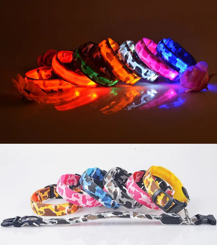 

Nylon Dog Collar Flash Night Safety LED Glow Dog Harness Pet Supplies Cat Collars Accessories Dogs Luminous Fluorescen