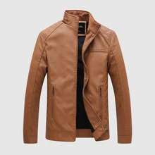 CARANFIER мужские кожаные куртки Зимние Теплые повседневные пальто со стоячим воротником плюс бархатное пальто мотоциклетные на молнии приталенная верхняя одежда 6xL