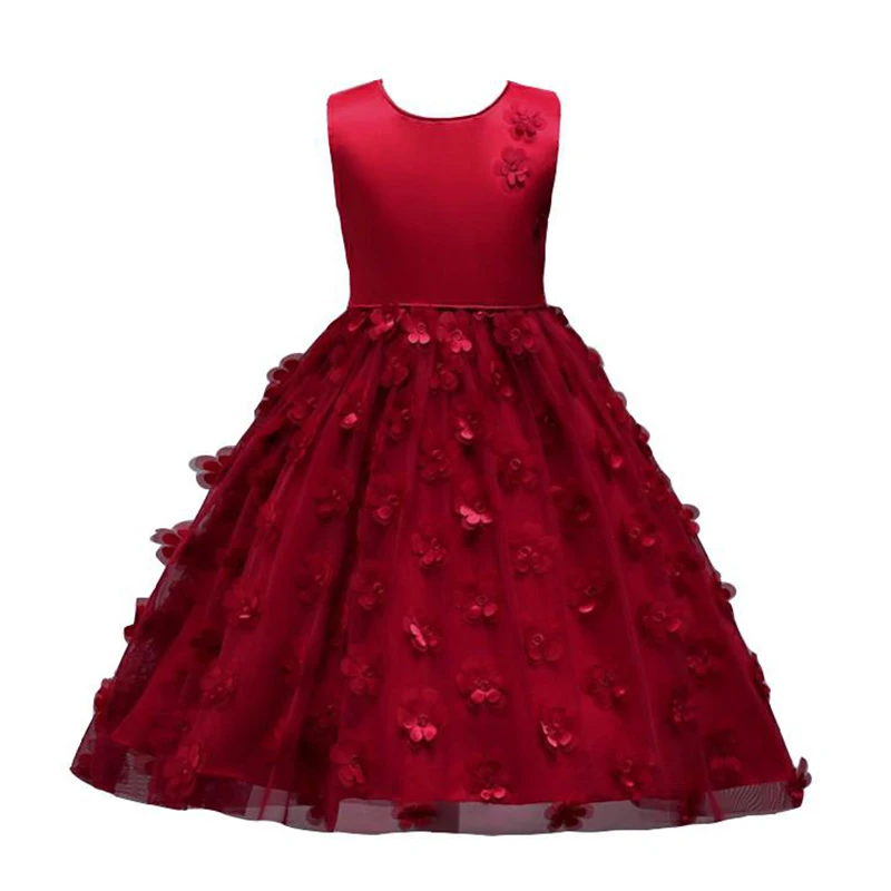 

CAILENI Girls Dress Flower Children Party Dresses Elegant Floral Baby Mesh Birthday Frocks Kids Wedding Clothing for Girl