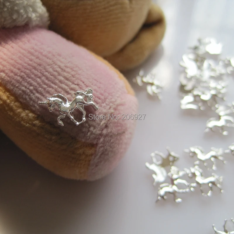 

MD-612 10pcs Fancy Silver unicorn Deco Metal Charms Metal Deco Charms Nail Art