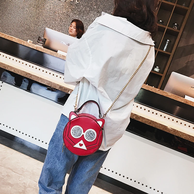 Women Patchwork Handbag Female Leather Roll Circular Bag Famous Crossbody Shoulder Bags Animal Chains Fashion Tote Sac SS7316 (8)