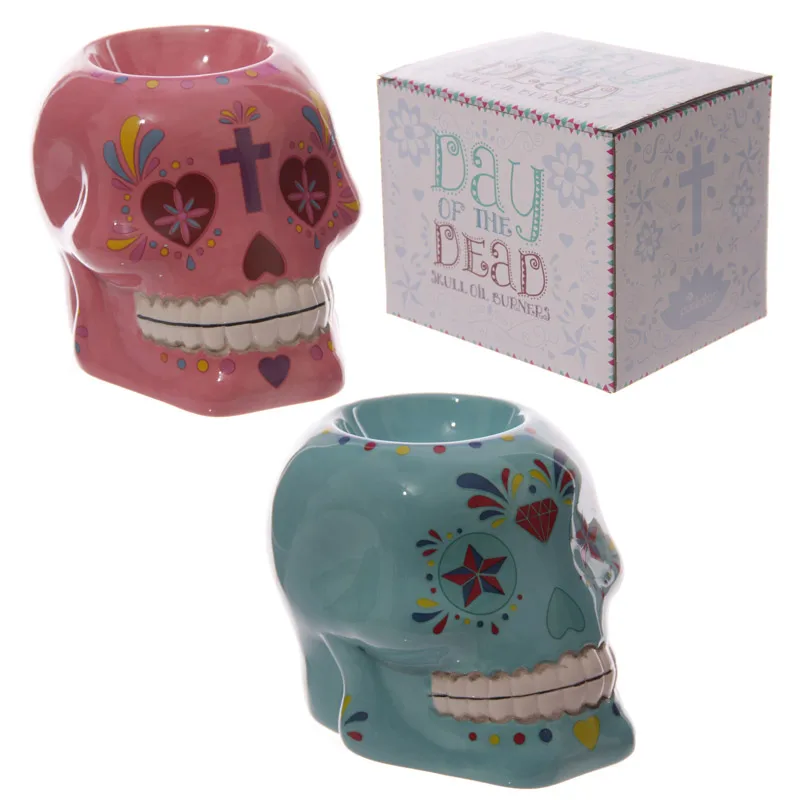 

1Piece Day of the Dead Skull Oil Burner Floral Sugar Skull Wax Granules Gift For Dia de los Muertos Celebrations
