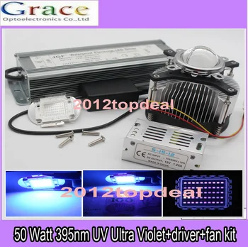 

50W 50 Watt 395nm UV Ultra Violet High power LED +50w Dimmer driver+heatsink KIT