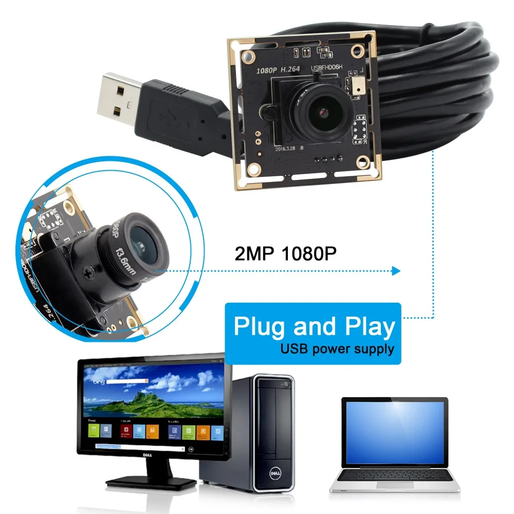 1080P Full HD SONY IMX322 с низким освещением 0.01Lux CMOS H.264 AEC AEB AGC Поддержка стандарта USB модуль