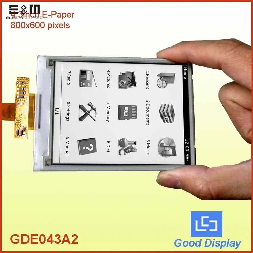 E& M 4,3 дюймов E ink paper 800*600 26pin FPC 0,4 мм LCM экран GDE043A2 AXT626124 E-ink Eink