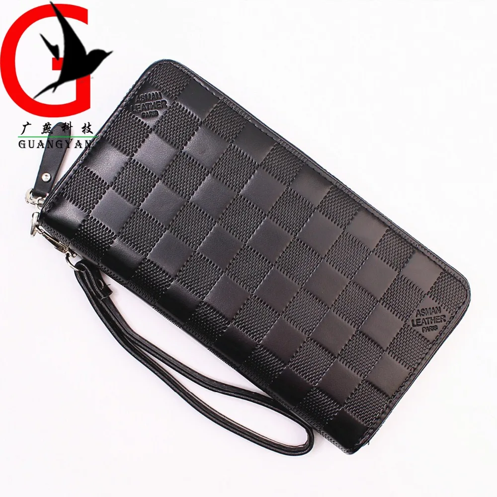 

Men's wallet long zipper Clutch bag large capacity male leather wallet card holder coin pures lattice man wallet 2017 AFS-5905