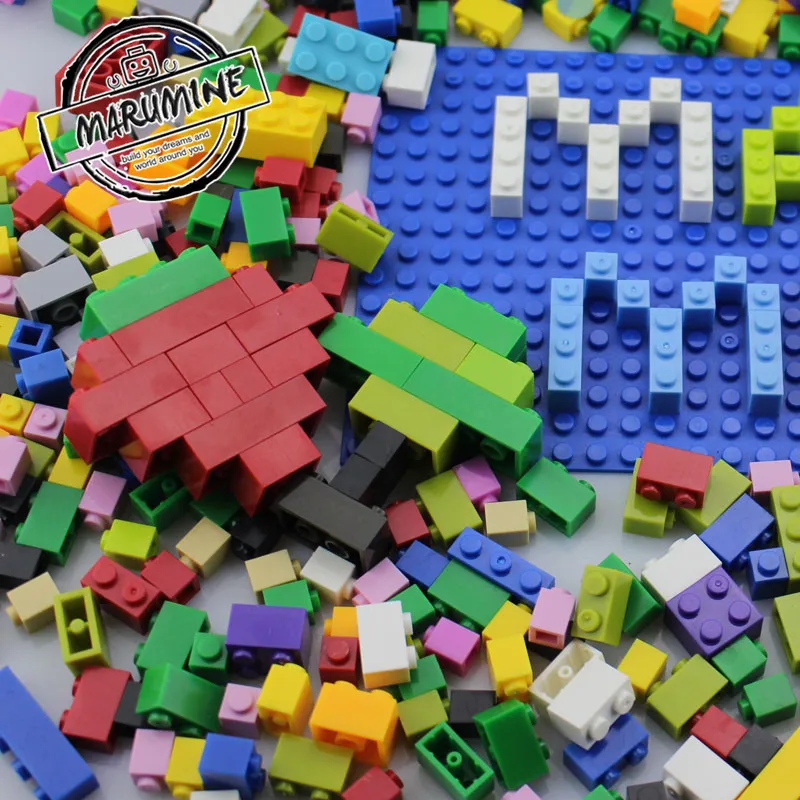 

MARUMINE 1000PCS Build Bricks Compatible with Decool Enlighten Blocks Pixel Cube Baseplate Model Toys For Kids Gift