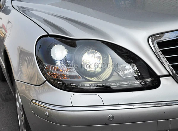 Для Mercedes-Benz W220 S280 S320 S500 S600 головная лампа ангельские глазки 1998 до 05 черного типа