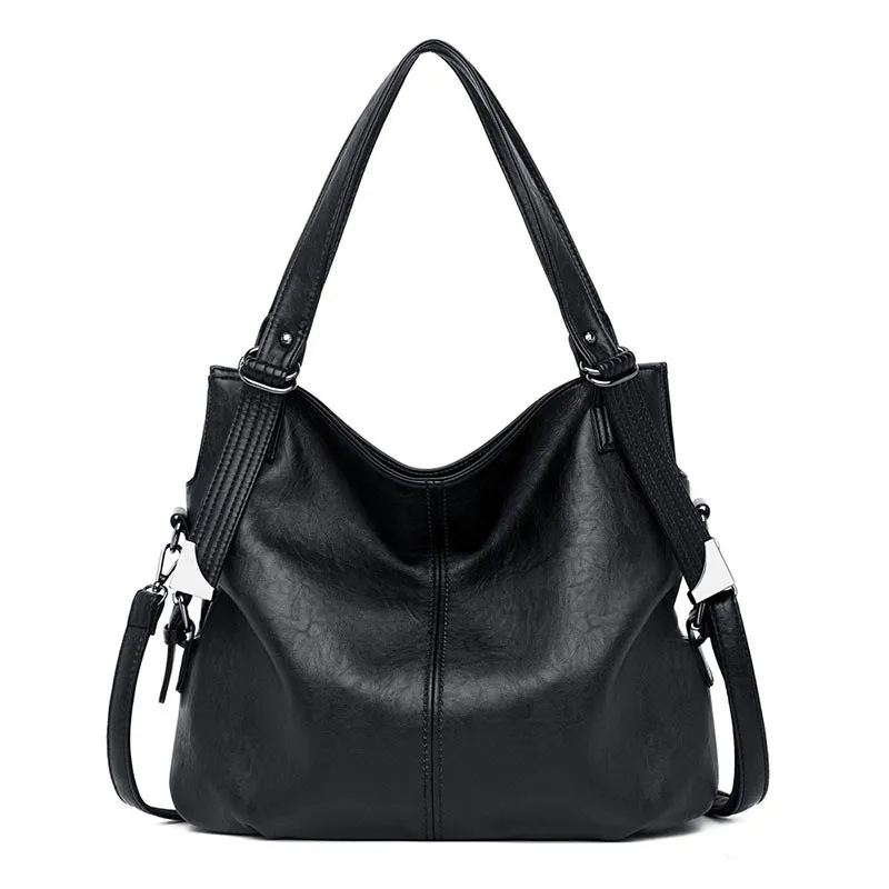Новая модная женская кожаная сумка, женская сумка через плечо из натуральной кожи, Женская Большая Сумка-тоут, черная/красная F-414