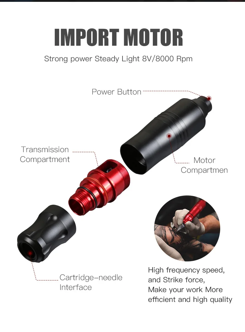 Профессиональный набор для татуировки, ротационная машинка для татуировки, ручка, набор чернил, аксессуары для игл