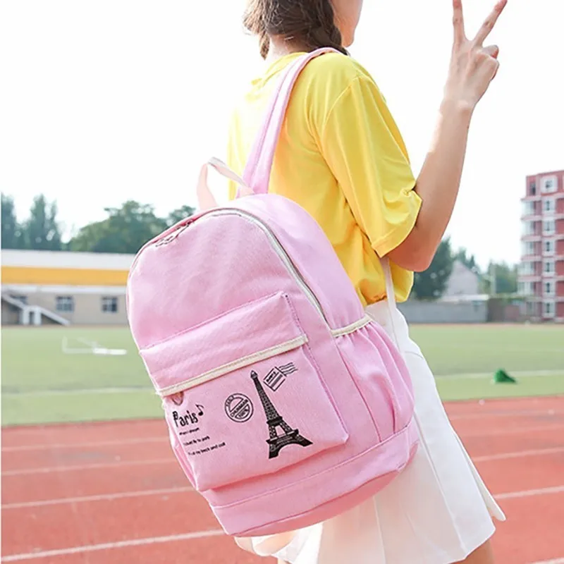 Women Fresh Canvas Backpack Bags Girl Students Bag With Purse 3pcs Set Backpacks High Quality School Back Pack For Teenager