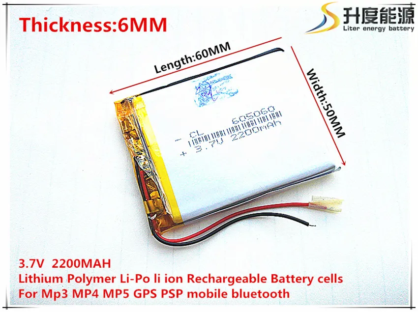 

Size 605060 3.7V 2200mah Lithium polymer Battery With Protection Board For MP5 GPS Tablet PC Digital Products Free Shipping