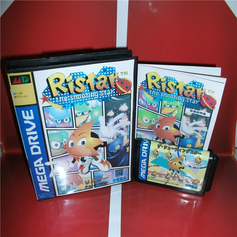 Ristar The Shooting Star Japan Cover с коробкой и руководством для Sega Megadrive Genesis игровая консоль 16