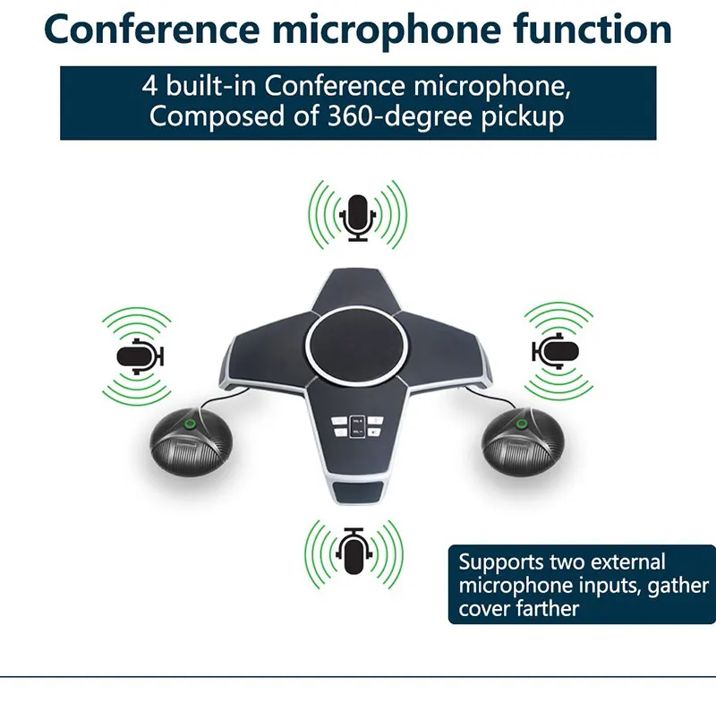 A510EB кристально чистый звук вызова бизнес-конференции Громкая связь USB Bluetooth микрофон с 2 внешними маленькими микрофонами