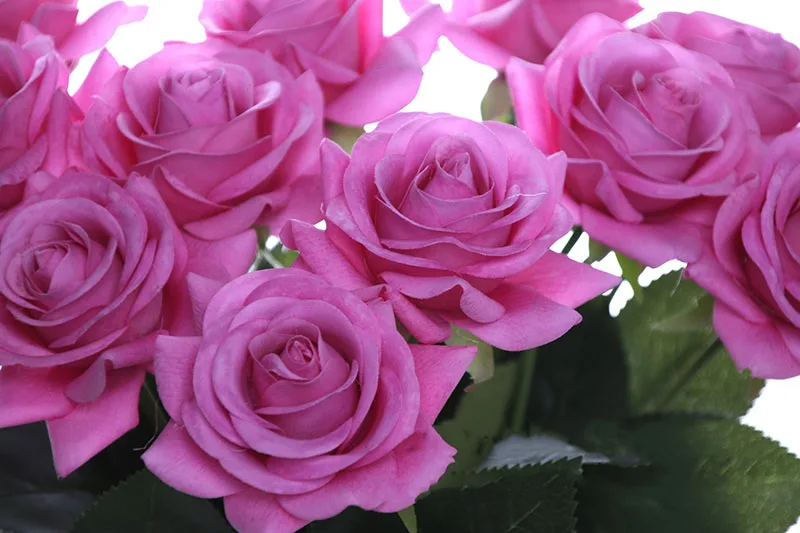 Flone Artificial Silk Really Touch Moisturizing Blue Rose Flower Branch Pink White Red Rose For Wedding Wall Home Decoration Art (65)