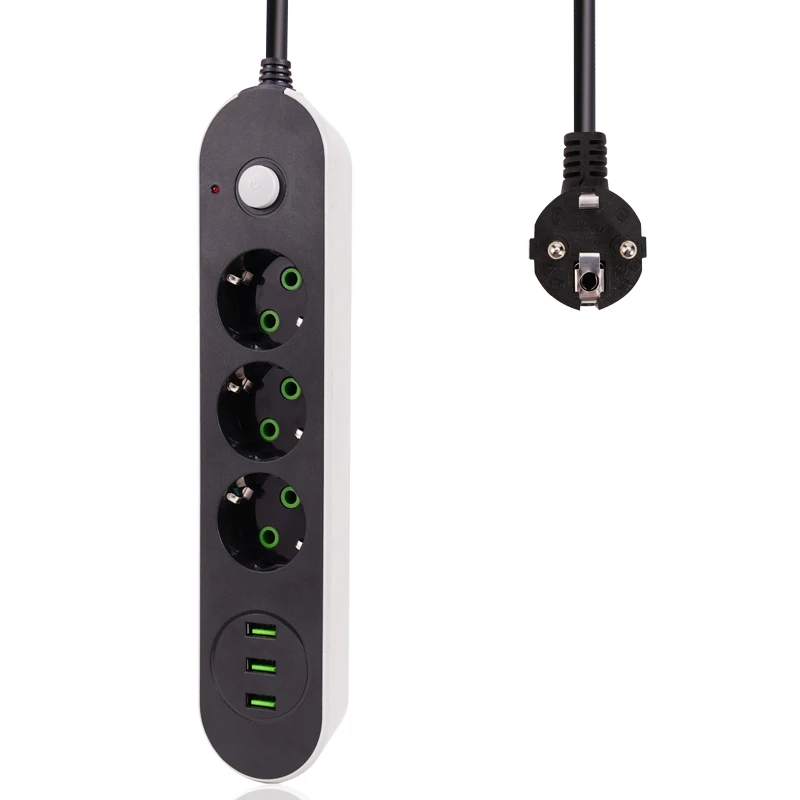 Дешево Новый умный USB блок питания розетка ЕС штекер 3 розетки 3 порта USB зарядное устройство 2 м 1,4 м шнур питания настенное зарядное устройство адап...