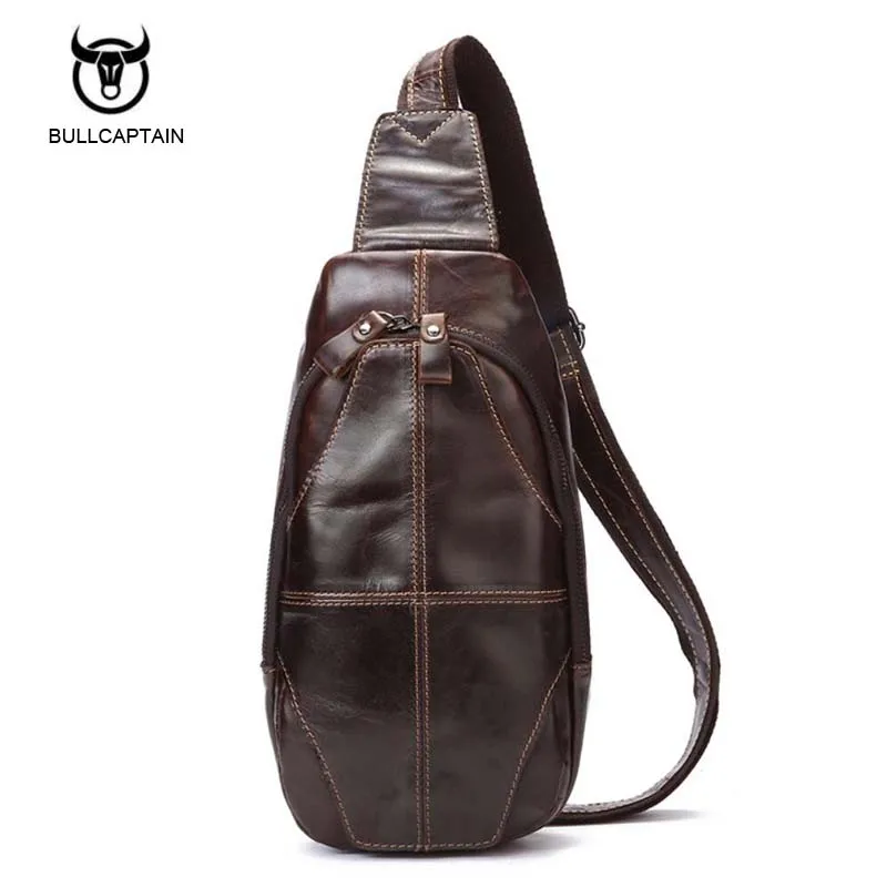 

Bullcaptain Genuine Leather Men Leather Chest Bag Men Bag Vintage Crossbody Bag for Man Shoulder Bags Casual Belt Chest