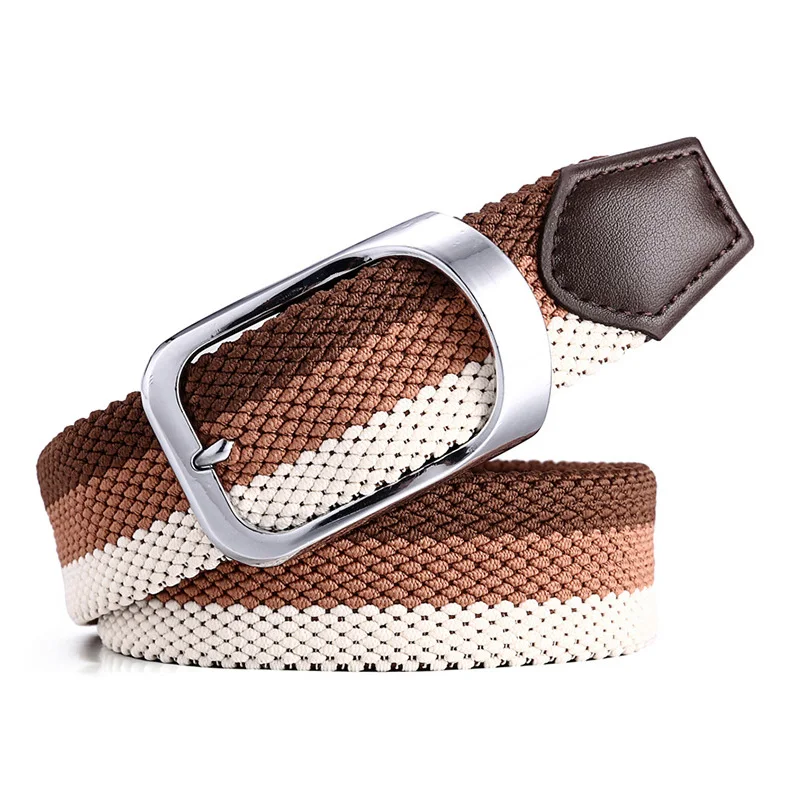 Mens Elastic Braided Patchwork luxury brand Belt For Men's Belts Woven Braided Stretch Webbed with  PU Leather Buckle belt men (1)