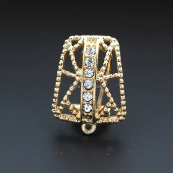 

Metal Clip Earring Post with Loop Hanger 17*22mm Hollow Paved Rhinestone CZ DIY Findings for Pearls Stud Earrings Retro Jewelry