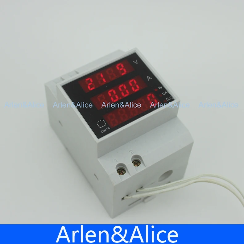 1 шт. Din рейка светодиодный Вольтметр Амперметр с активной и видимой мощностью и коэффициентом мощности Din-rail диапазон AC 80,0-300,0 V 0-100.0A