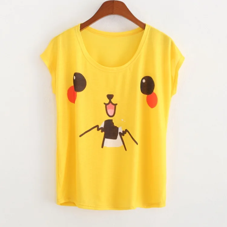 

2016 Spring Summer t shirt women Pikachu printing crop top kawaii tshirt women t-shirt women tops short sleeve T shirts