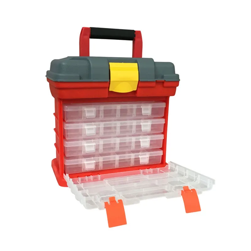 

27*18*26cm Portable Plastic Outdoor 4 Layer Fishing Tackle Tool Storage Box Case Accessory Toolbox with Handle Outdoor Organizer