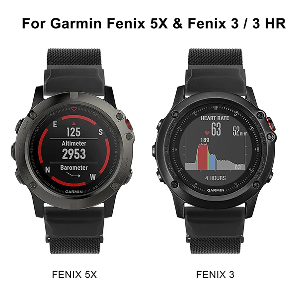 Ремешок для часов Quick fit для Garmin Fenix 3/HR/5X/5S Plus 20 мм 22 мм 26 мм удобный Миланский быстросъемный магнитный ремешок