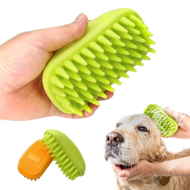 Buy Silicon Pet Dog Brush and Comb Bathing Tool Massaging Glove Dog Brush Long