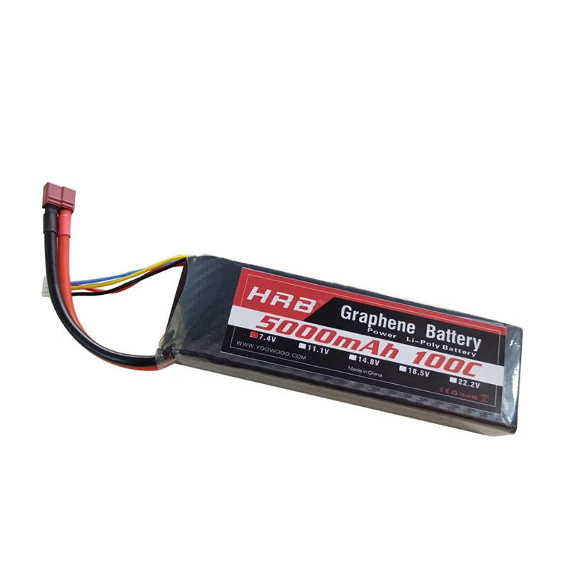 Аккумулятор hrb Lipo 2S 3S 4S 5S 6S 7,4 V 11,1 V 14,8 V 18,5 V 22,2 V 5000mAh 100C Max 200C Графеновый аккумулятор с высокой скоростью разрядки для автомобиля