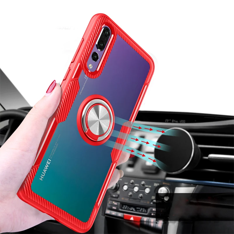 Tempered Glass Cases for Huawei Mate 20 Pro Case Magnetic Finger Ring Car Holder Cover P20 Lite Honor 8X Max Play |