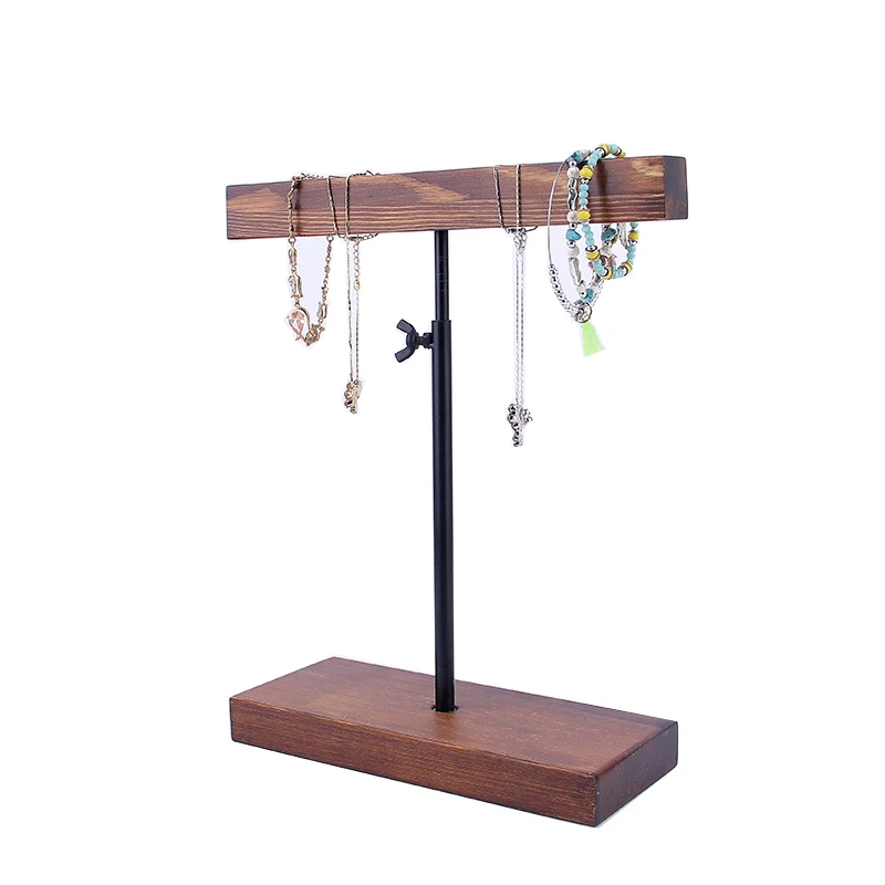 

Solid Wood Metails Stick Adjust Bracelets Holder Necklace Pendant Chain Display Riser Jewelry Display Stand