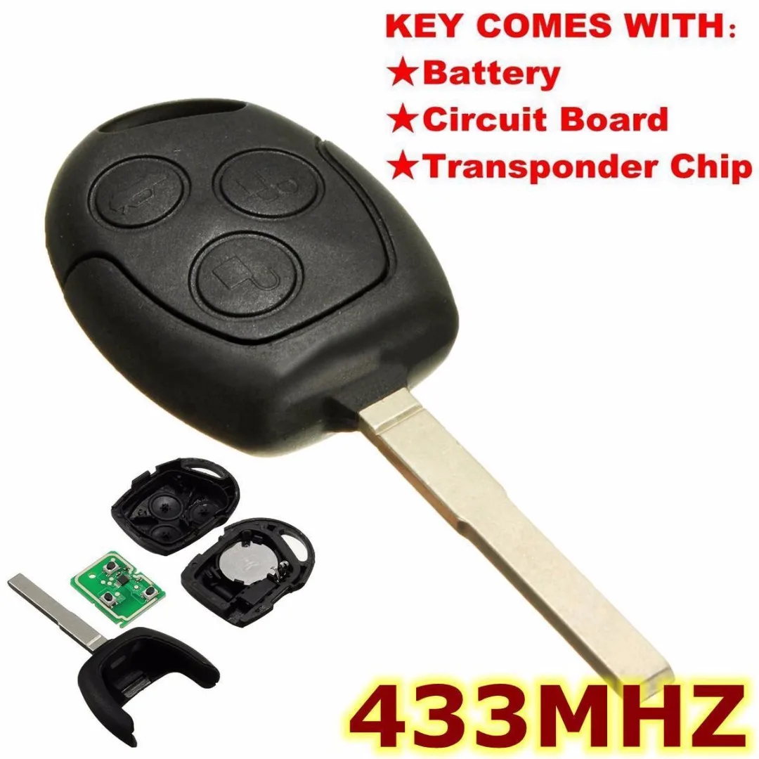 

New 3 Buttons Remote Key Fob Blade 433MHz Transponder Chip For Ford Focus Mondeo Fiesta Fushion Galaxy C-Max S-Max 2006 - 2011