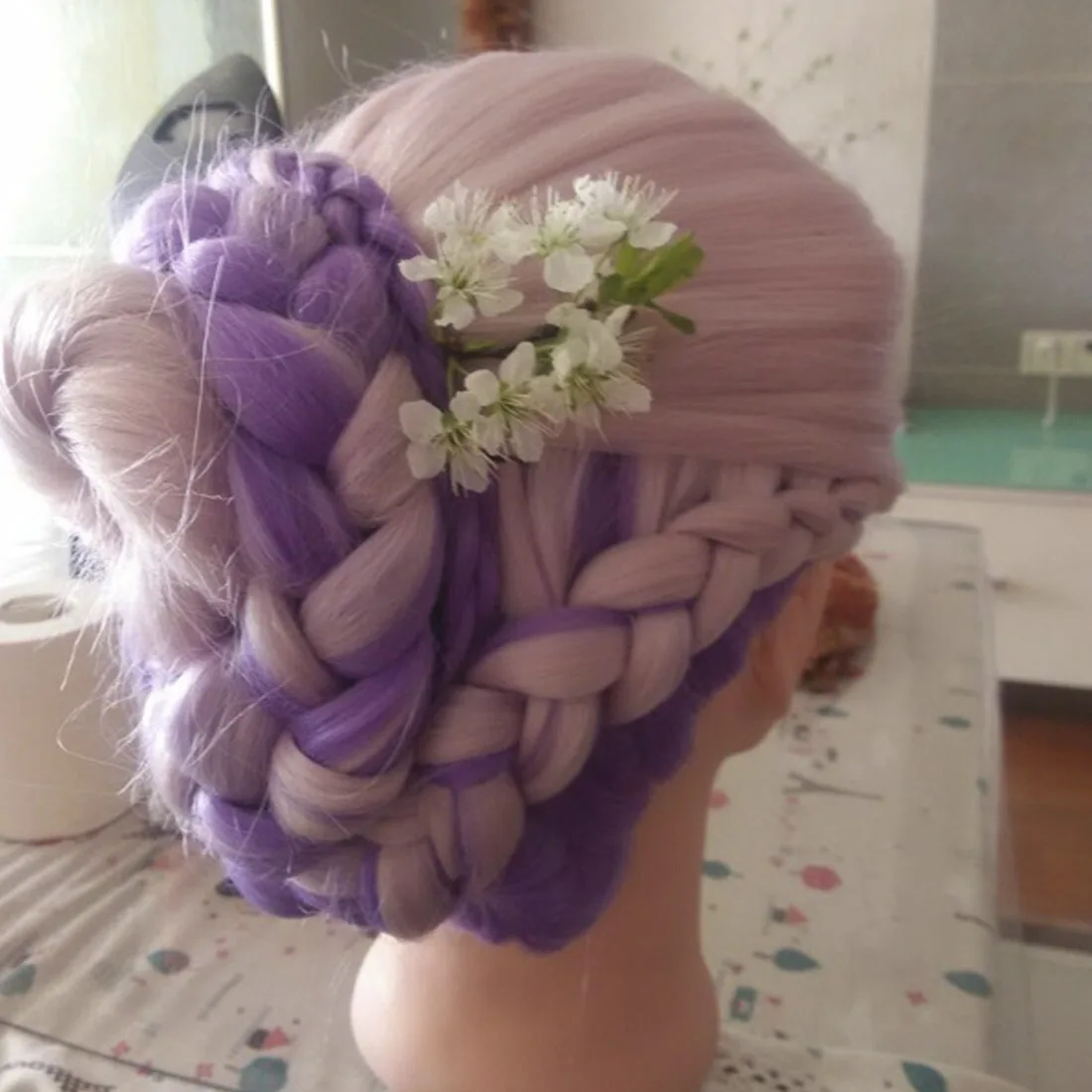 

Color practice wig head mold hair braid hair makeup doll head simulation hair dummy head model hair model practice wig head mold