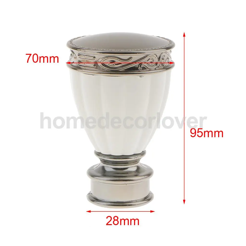 2Pcs Decorative Elegant Design Window Curtain Rod Ends Drapery Rail Pole Heads Caps Fit 19/22/28mm Inner Diameter Rods 