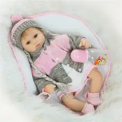 Силиконовые возрождается девочка кукла, реалистичные 18 "НПК Кукла реборн с новым вязаная одежда Boneca Brinquedos игрушки для детей