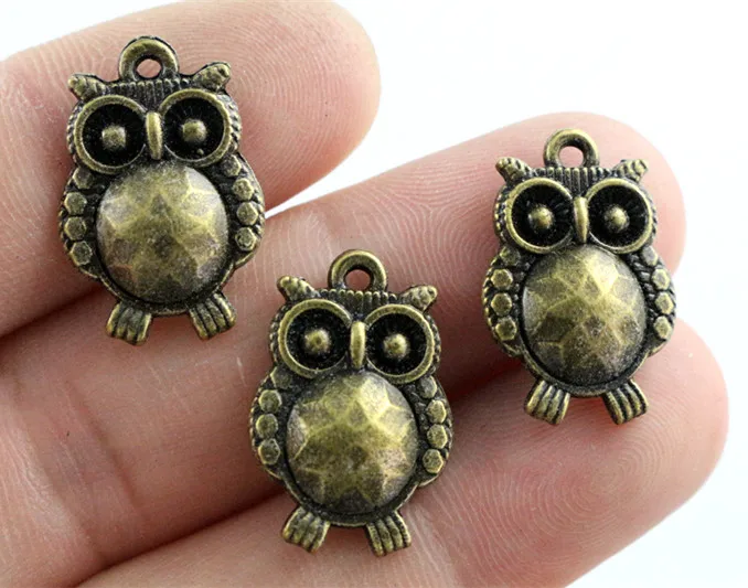 

21x14mm 12pcs Antique Bronze Plated Owl Handmade Charms Pendant:DIY for bracelet necklace-Q7-46