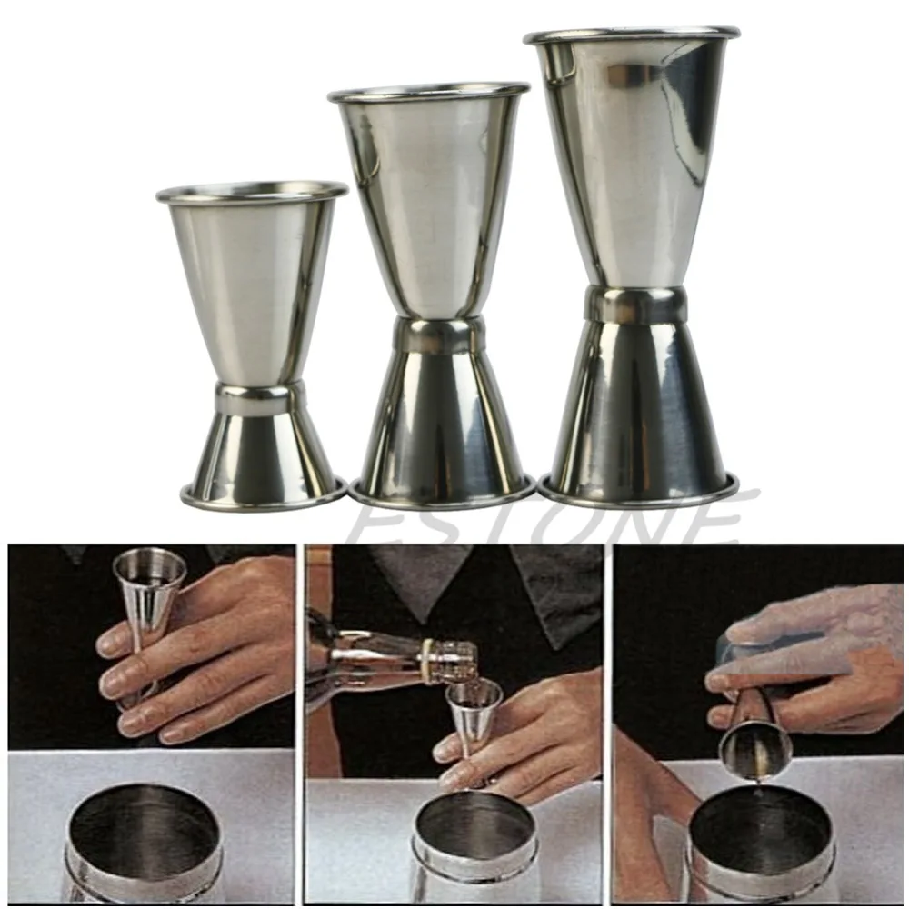 

3 Size Jigger Single Double Shot Cocktail Wine Short Measure Cup Drink Bar Party-Y102