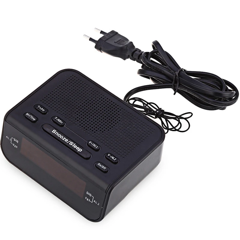 

Quality Modern Design Alarm Clock Fm Radio With Dual Alarm Buzzer Snooze Sleep Function Compact Digital Red Led Time Display