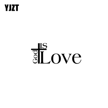 

YJZT 12.7CM*5.2CM GOD IS CROSS LOVE JESUS Vinyl Car Motorcycle Sticker Decals Black/Silver C13-000198