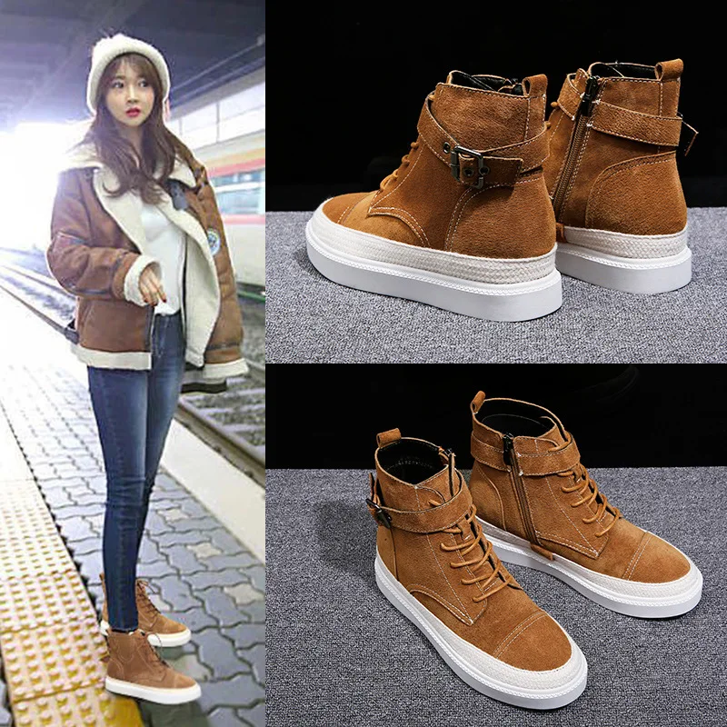 

2018 New Spring and Autumn Pingdi Grinding Boots Martin Boots Female British Student Korean version of 100 shoes