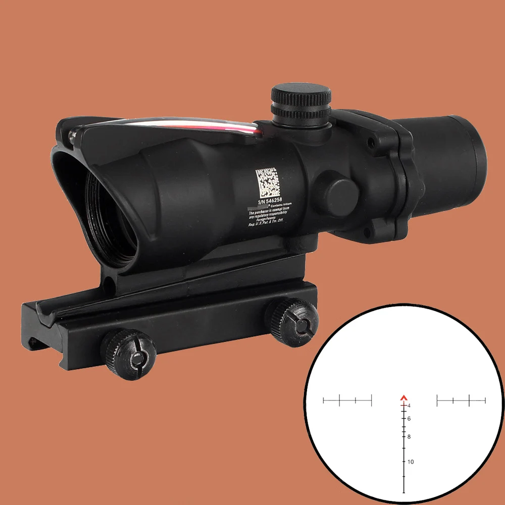 Hunting ACOG 4X32 Scope Red Green Fiber Source Illuminated Riflescope Black Tan Color Tactical Optical Sights