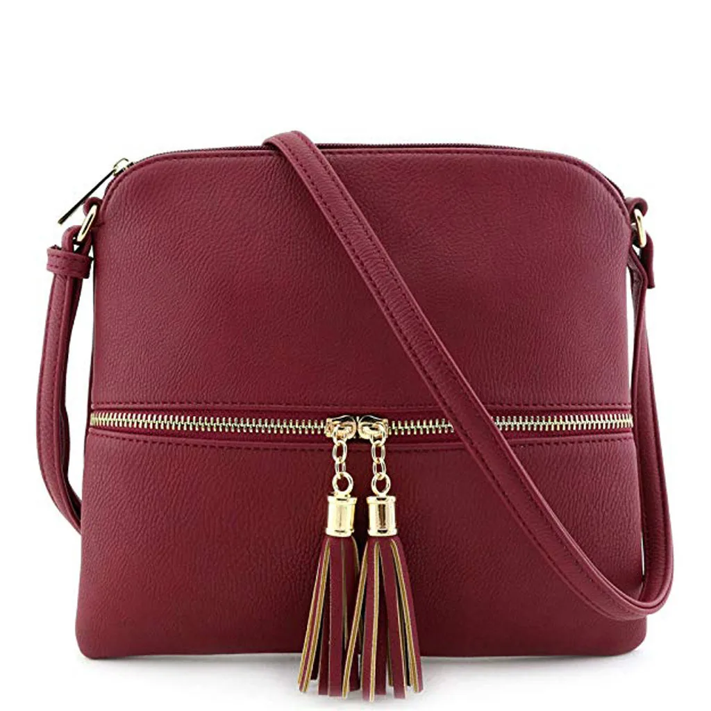 Роскошные кожаные сумки женские сумки дизайнерские женские кожаные сумки через плечо с кисточками однотонные сумки через плечо сумка-мессенджер#25
