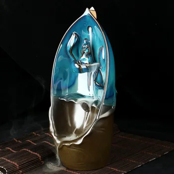 

Backflow Incense Burner Ceramic Aromatherapy Furnace Bouddha Home Office Buda Decorativo Incense Tower Cone Incense Holder 2019