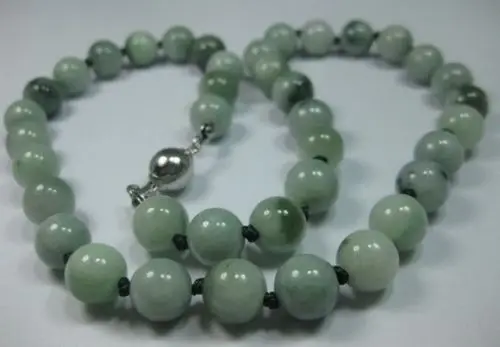 

ddh001445 NATURE GRADE "A "GREEN 9-10MM JADE BEADS JADEITE NECKLACE 28% Discount