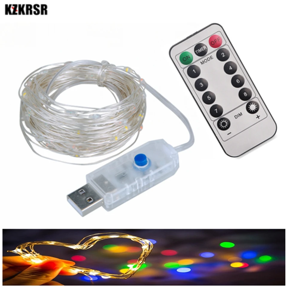 Waterproof Remote LED String Lights 5M 10M DC5V USB Christmas Tree
